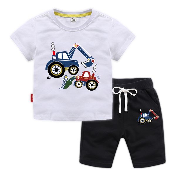 

мальчики одежда set baby boy одежда новое лето детская одежда наборы мультфильм футболка + брюки 2pcs мальчиков костюм детская одежда set, White