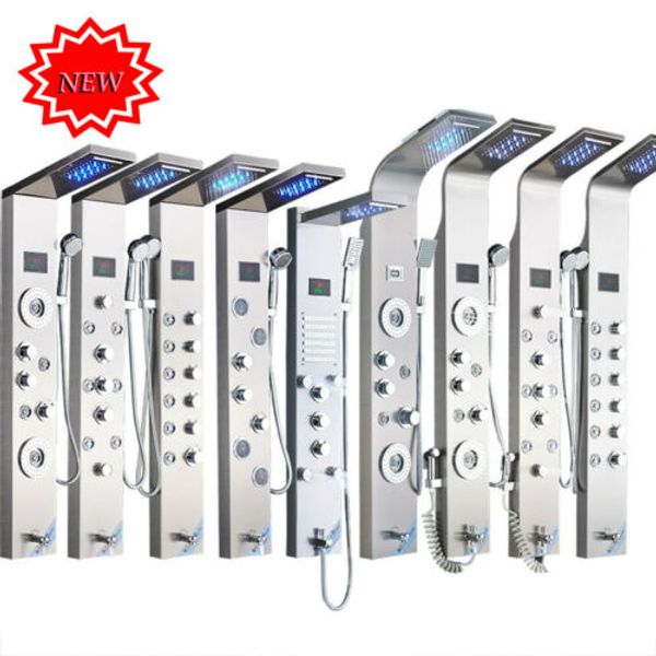 

muliti style rainfall shower panel led light massage jet