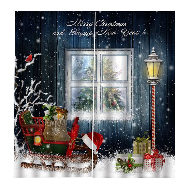 

2 panel christmas decorative window curtain for christmas home kitchen decoration, 55'' x 39'', christmas gift car & sno
