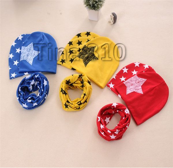 

new three-piece baby cap children's warm hat double five-pointed star hat baby outdoor hat variety t3i5172