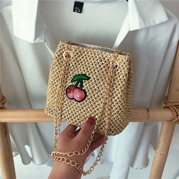 

new women bag lovely messenger shoulder bag lady straw rattan woven handbag fashion travel beach crossbody purse