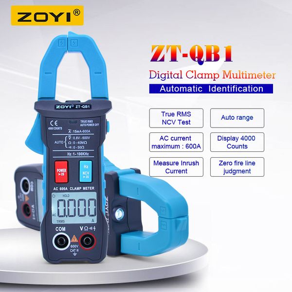 

zoyi digital clamp multimeter zt-qb1 4000 count true rms clamp meter ac dc voltmeter ac ammeter resistance frequency tester