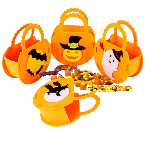 Sacchetto di caramelle di Halloween per bambini Sacchetto regalo in tessuto non tessuto Cestino di caramelle di zucca Sacchetto di caramelle di Halloween per bambini Fornitura per feste di Halloween felice