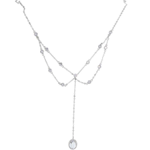 Оптовые ZZ Станция длинные цепные ожерелье для женщин Elegance Великолепное высококачественное латунь из асфальтированных ювелирных изделий CZ