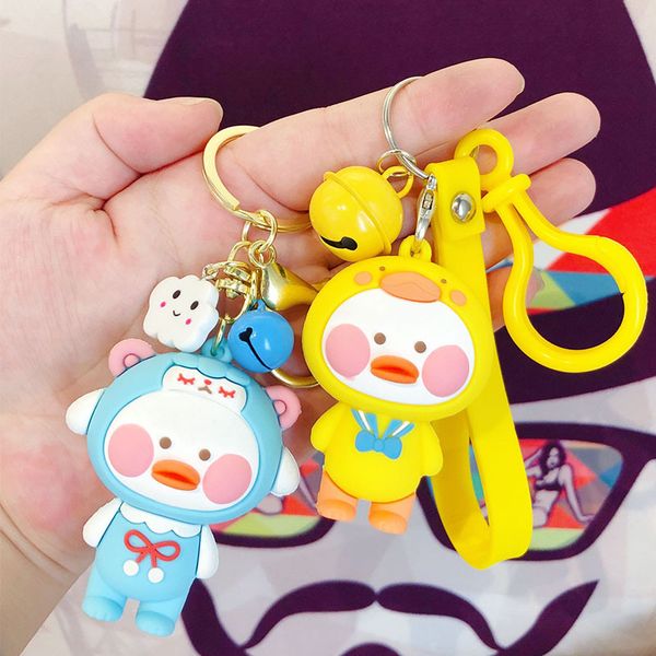 

2020 горячие продажи мультфильм эпоксидная красная утка автомобиль брелок мужчины и женщины мода шарм рюкзак брелок кулон подарок, Silver