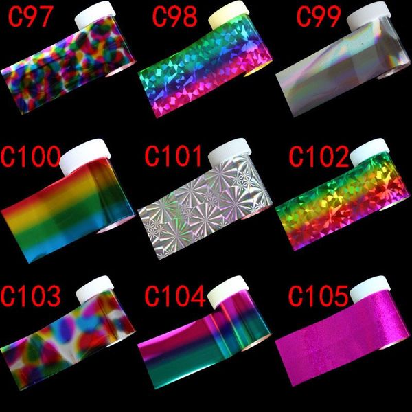 

233 type 4*100cm holographic nail foil sticker transfer nail slider rainbow winter stickers for manicure nailart decorations (2, Silver;gold