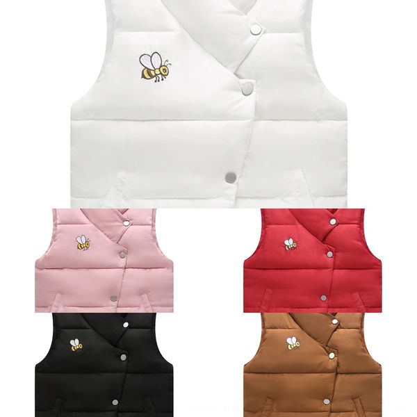 

vhms6 children's down cotton stand collar small and medium-sized children's bee embroidered oblique door warm vest vest collar sin, Camo