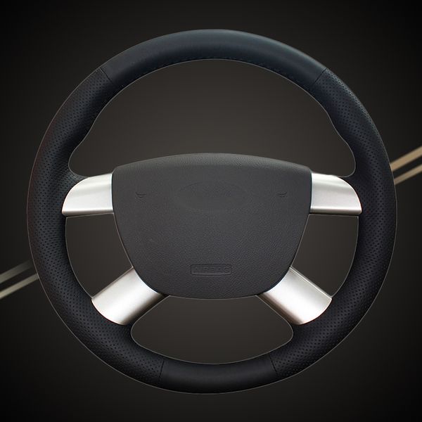 

genuine leather car braid on the steering wheel cover for focus 2 2005-2011 kuga 2008-2011 c-max 2007-2010 auto braiding