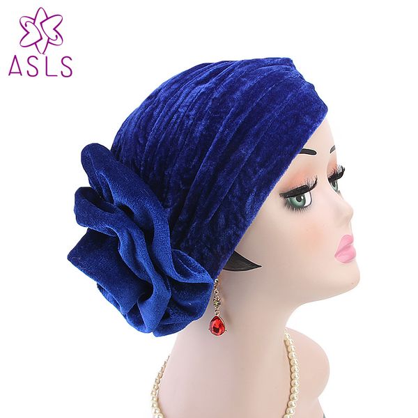 

velvet big flower turban women headbands muslim islamic turban hair loss cap turbante elegant ladies party hair accessories