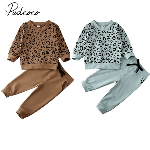 

2020 baby spring autumn clothing leopard infant baby girl boy winter clothes long sleeve sweatshirt+long pants outfit 9m-4t, White