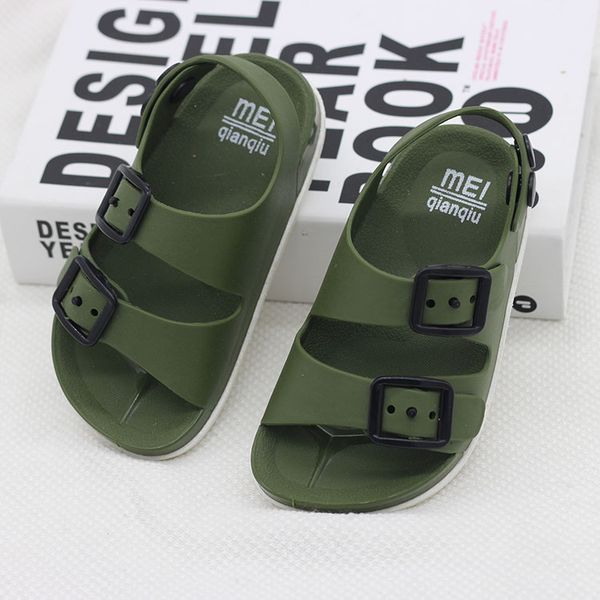 

new boys sandals kids shoes summer children beach shoes male sports anti-slip casual toddler baby pu leather rubber sandal flats, Black;red