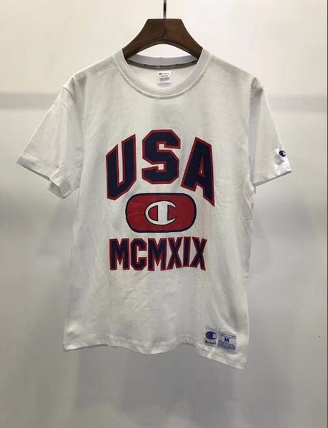 

20ss brands cotton women's short-sleeved usa t-shirt korean version of the loose stripe trend women's summer new fashion wild simp, White