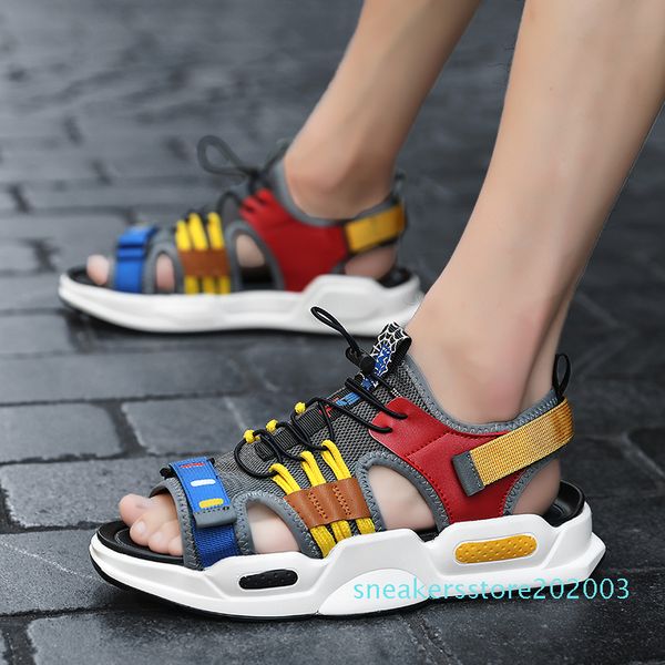 

summer sandals men outdoor mesh beach breathable mens shoe comfort slip on open-toed sport sandalias hombre casual man shoes s33, Black