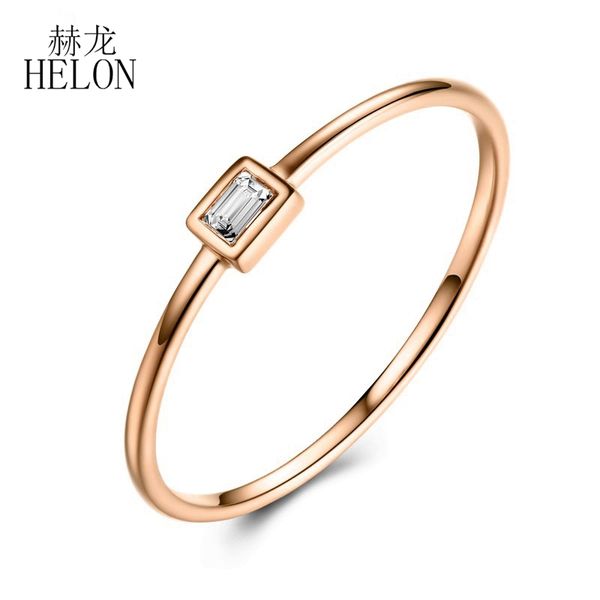 

helon solid 14k rose gold au585 baguette cut si/h 0.05ct 100% genuine natural diamonds engagement ring women trendy fine jewelry, Golden;silver