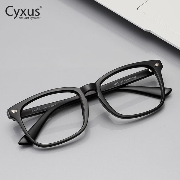 

cyxus nerd square eyeglasses frame for men/women clear lens black eyewear 8082