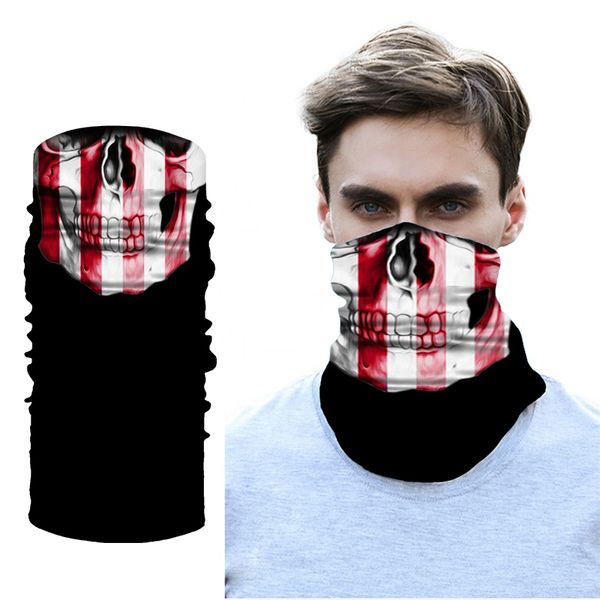 

outdoor national flag print seamless face cover sports washable scarf neck tube face dust riding scarf windproof bandana, Black