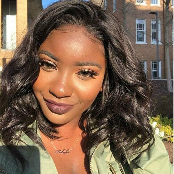 

loose wave lace front human hair wigs short for black women glueless lace wigs, Black;brown