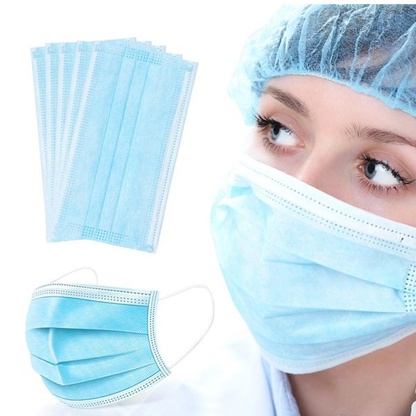 

plenty stock face masks disposable 3 layers dustproof mask facial protective cover masks set anti-dust mask 50 piece lot