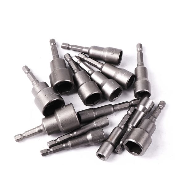 

14 pcs 6mm ~ 19mm metrische socket 1/4 \"hex shank impact boor adapter voor power tools professionele magnetische moer driver set