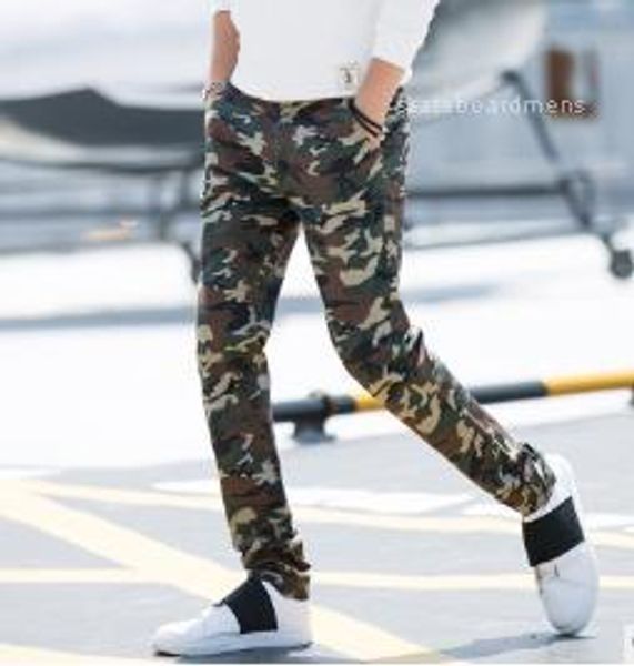 

casual male clothing multi pocket mens designer cargo pant camouflage slim elastic force men pencil pants fashion, Black