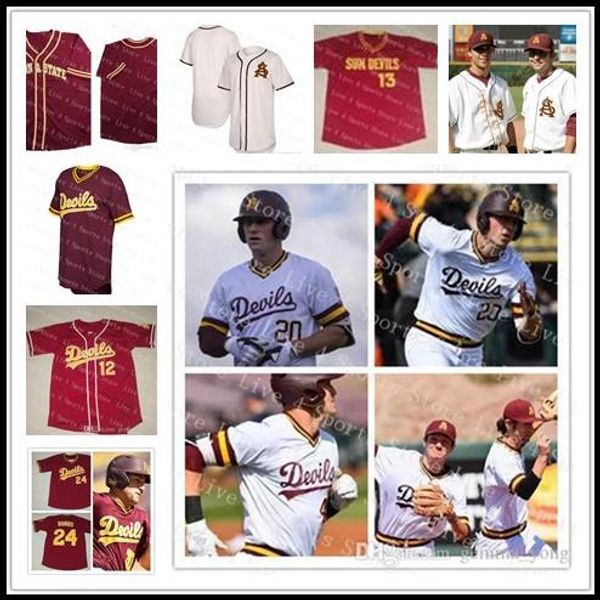 

men custom arizona state sun devils ncaa college baseball 6 drew swift spencer torkelson marc lidd trevor hauver hunter jump sewn jerseys, Black