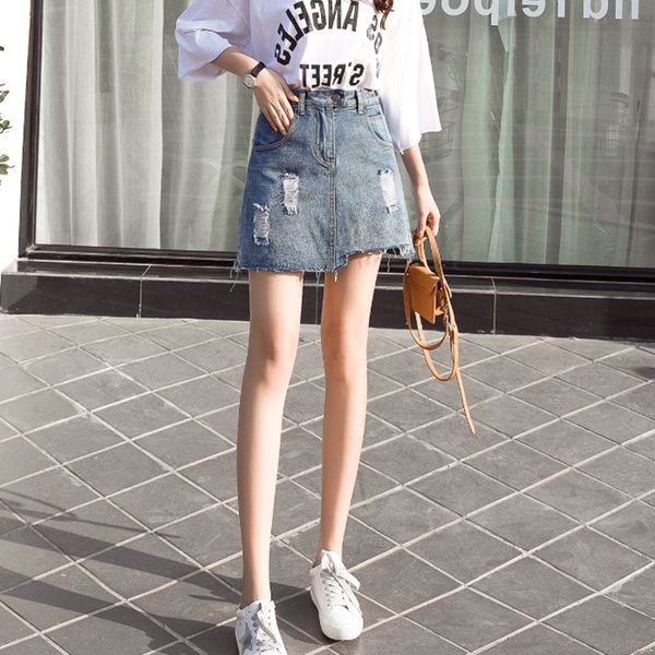 

lake blue female fashion tall waist bust skirts pants shuhua276