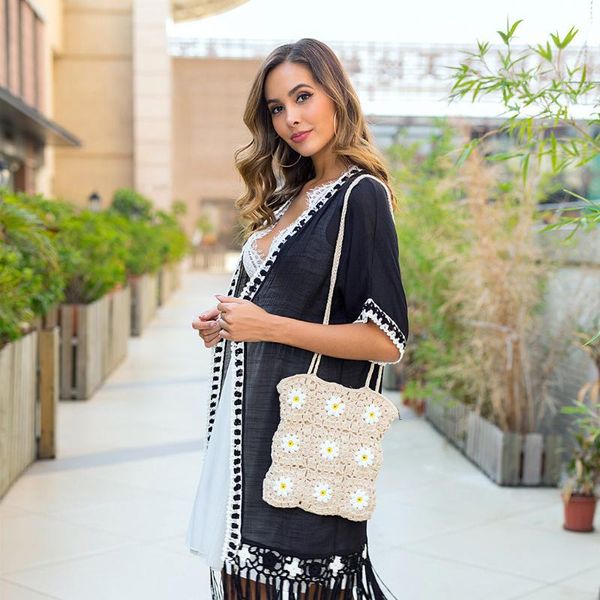 

straw woven temperament woman bag casual style shoulder bag shopping reusable foldable eco grocery totes shopping bags#g2