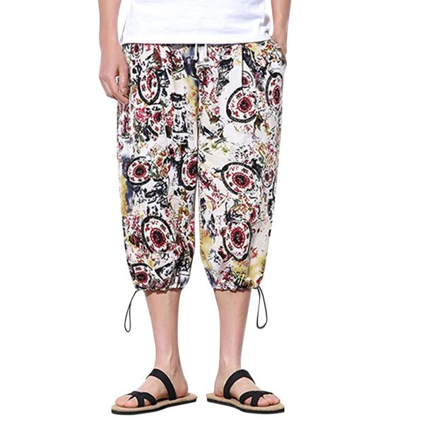 

2019 new fashion section pants casual men's style fashion vintage printed wide-legged large baggy pants z814, Black