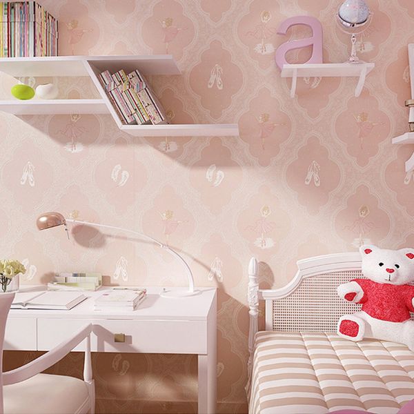 Modern Thick Texture Kids Wallpapers For Boys And Girls Room Non Woven Wall Paper Rolls For Children Bedroom Home Decoration Retro Wallpaper Rose