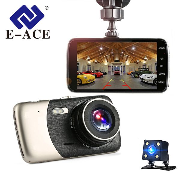 

e-ace car dvr 4 inch auto camera dual lens fhd 1080p dash cam video recorder with rear view camera registrator night vision dvrs