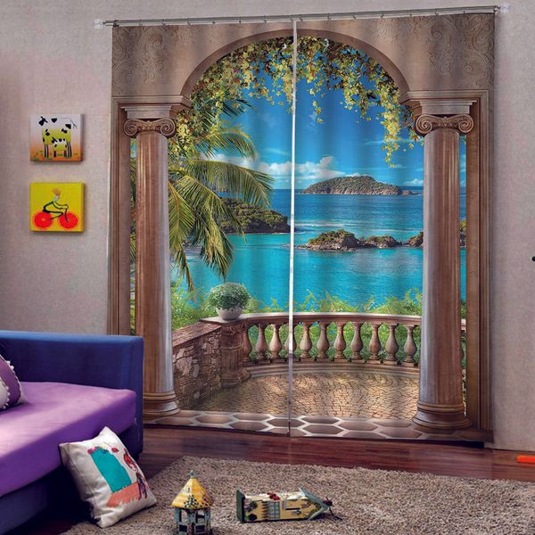 

custom any size p roman curtains 3d curtains new window balcony scenery curtains thickened windshield blackout curtain