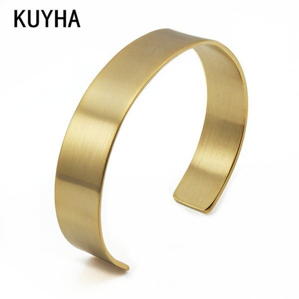 

316l stainless steel classic plain round gold color custom opened bracelet blanks band for women, White