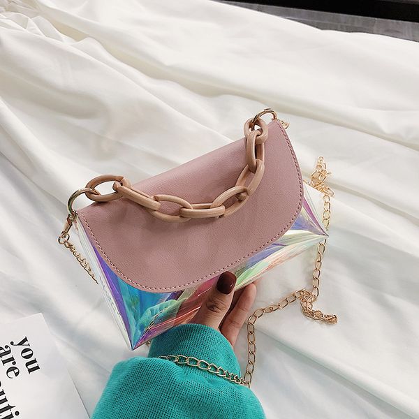 

2020 new women's shoulder chain bag laser jelly transparent crossbody bag