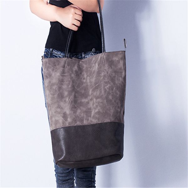 

big bag new 2019 fashion joker spliced tote double style lady casual large bag single-shoulder handbag women's