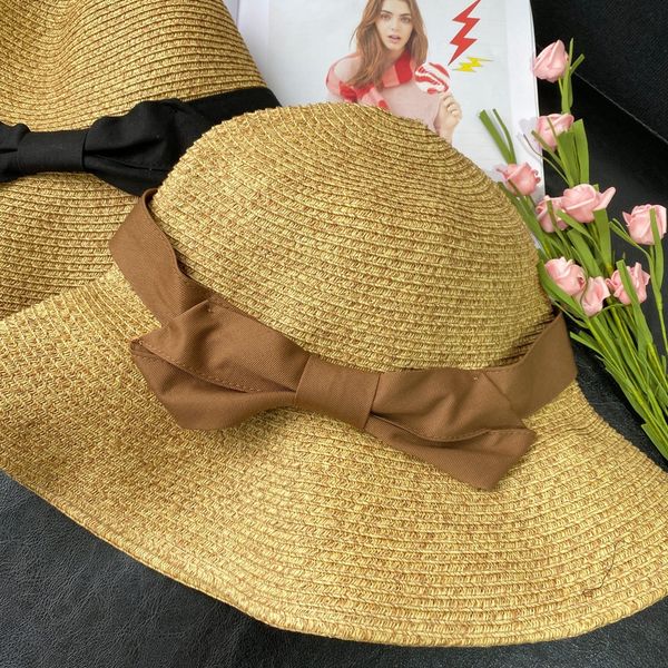 

japanese single foldable washable contrast color bow knitted sun female straw hat butterfly straw hat mz0428j, Blue;gray