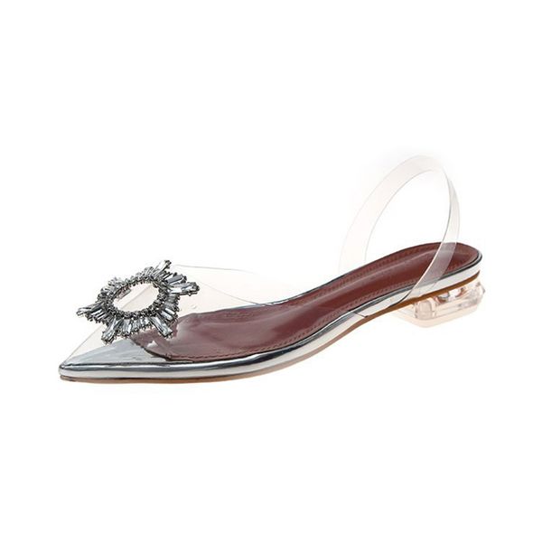 

new transparent shoes women crystal sandals jelly pointed toe clear high heels ladies fashion slip on casual female footwear, Black