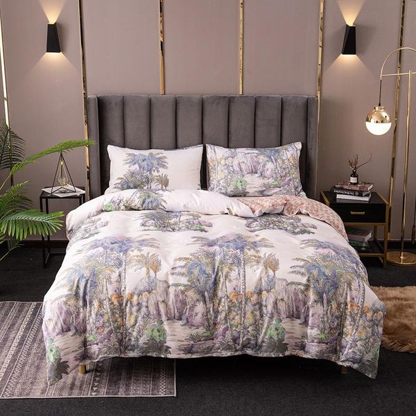 

duvet cover king size coconut tree printed bedding set  size comforter sets ab#228