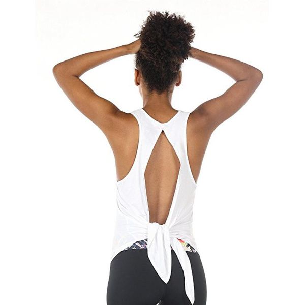 

women cross tank sleeveless bodybuilding fitness sport vest quick dry workout running tank backless blouse #t5p, White