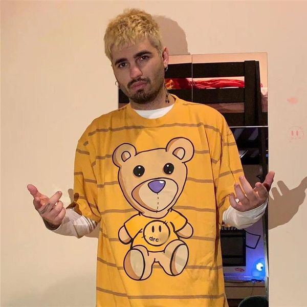 

20ss hip hop t shirt mens designer summer tees luxury bear pattern smile face brand t-shirt street singer clothes 2020 new asian size, White;black