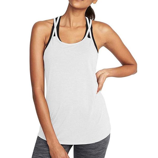 

woman t-shirt for fitness sports wear women gym shirt sport yoga tank open back workout women's sportswear #10.21, White;red