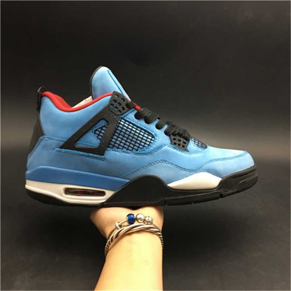 

4 man designer basketball shoes suede iv university blue red black fashion trainers come with box, White;red