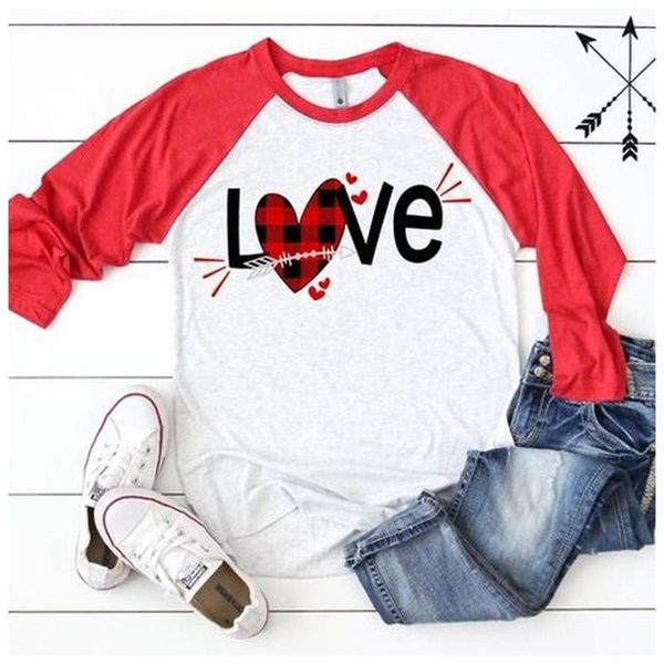 

день святого валентина женщин дизайнер tshirts мода love letter печать с длинным рукавом женская тройники повседневная женщины одежда, White