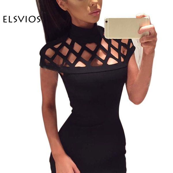 

wholesale- 2017 fashion summer women dress hollow out bodycon dress bandage slim nignt club party dresses dress vestido de festa, White;black