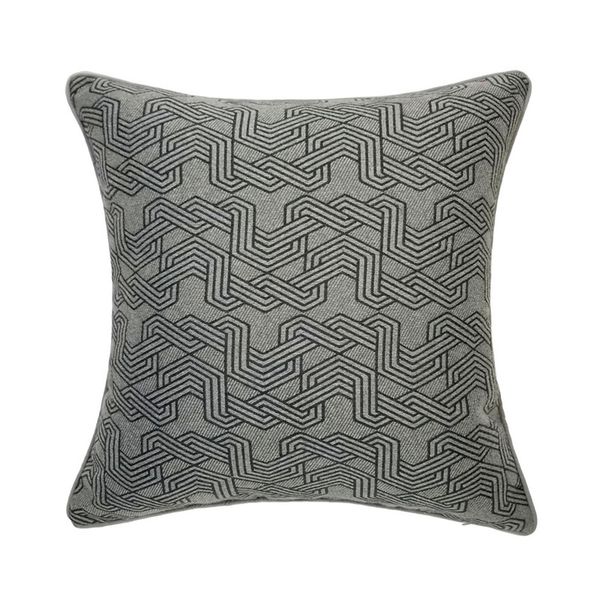 

fashion geometric contemporary dark gray black sofa chair designer pipping throw cushion cover decorative square home pillow case 45x45cm
