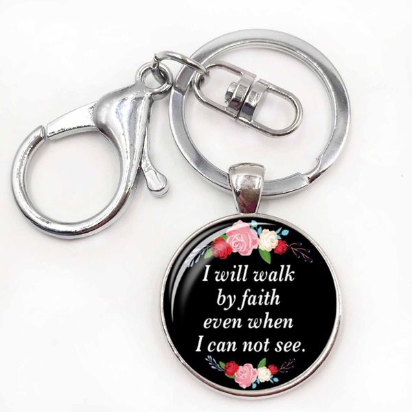 

love never gives up new fashion bible verse glass cabochon keychain verse quote key chain car key holder christian, Silver
