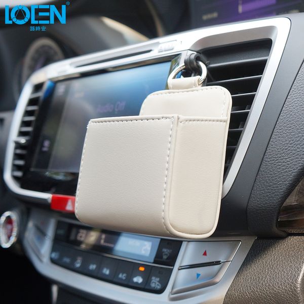 

1pc new leather car outlet hook bag portable mobile phone key ring pockets coin pen organizer white/black mini box