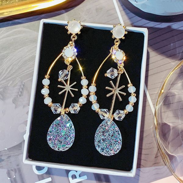 

delicate water drop opal crystal earrings for women 2020 new fashion elegant temperament dangle drop earrings wedding party, Silver