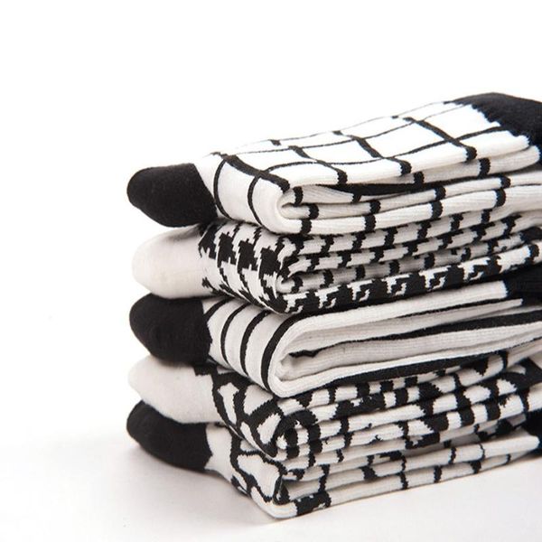 

cosplacool] summer new retro classic black and white cotton socks creative socks wholesale women, Black;white