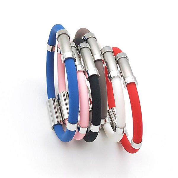 

3 color adjustable anti-static silicone bracelet body static magnetic sports wristband, Black