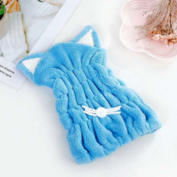 

cute bathroom dry hair coral fleece absorbent towel super women cat ear cap magic